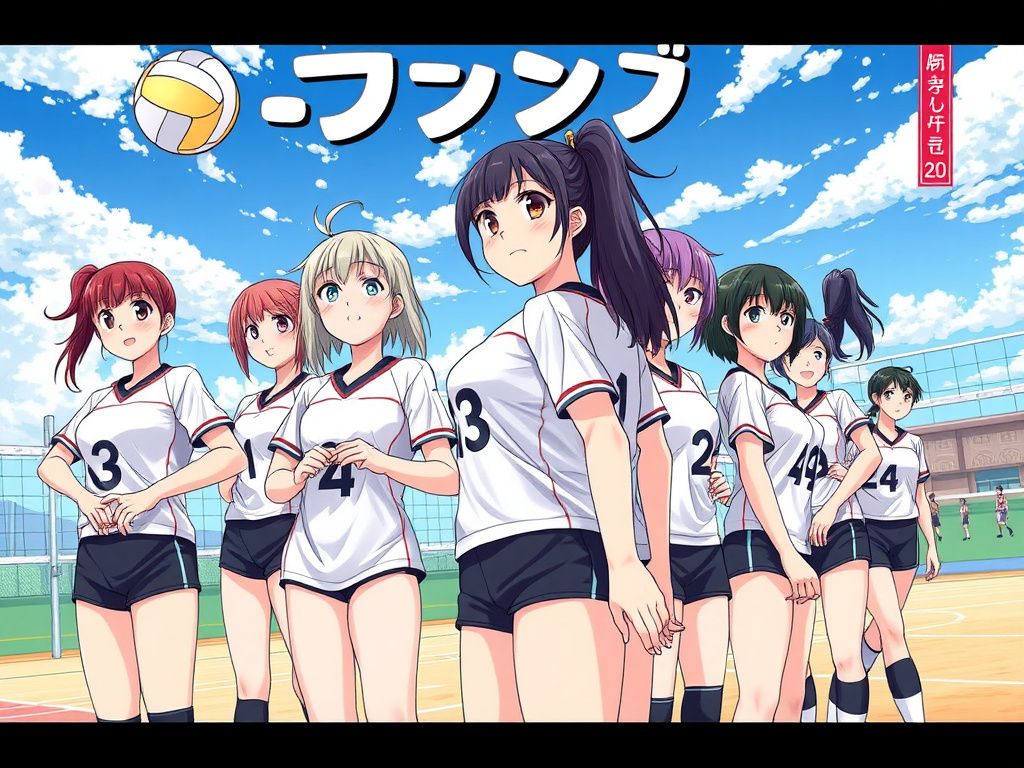 Japanese manga cover with a volleyball team