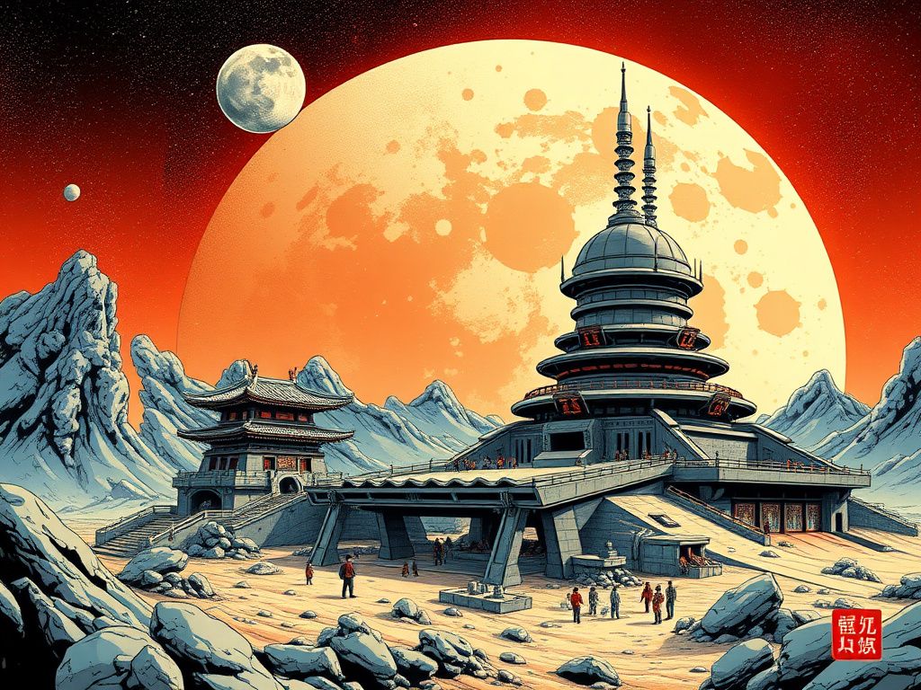 Chinese sci-fi comic cover with a lunar base